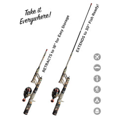 Steinhauser Realtree Edge Pocket Combo reel with 4.1:1 gear ratio enables smooth casting.