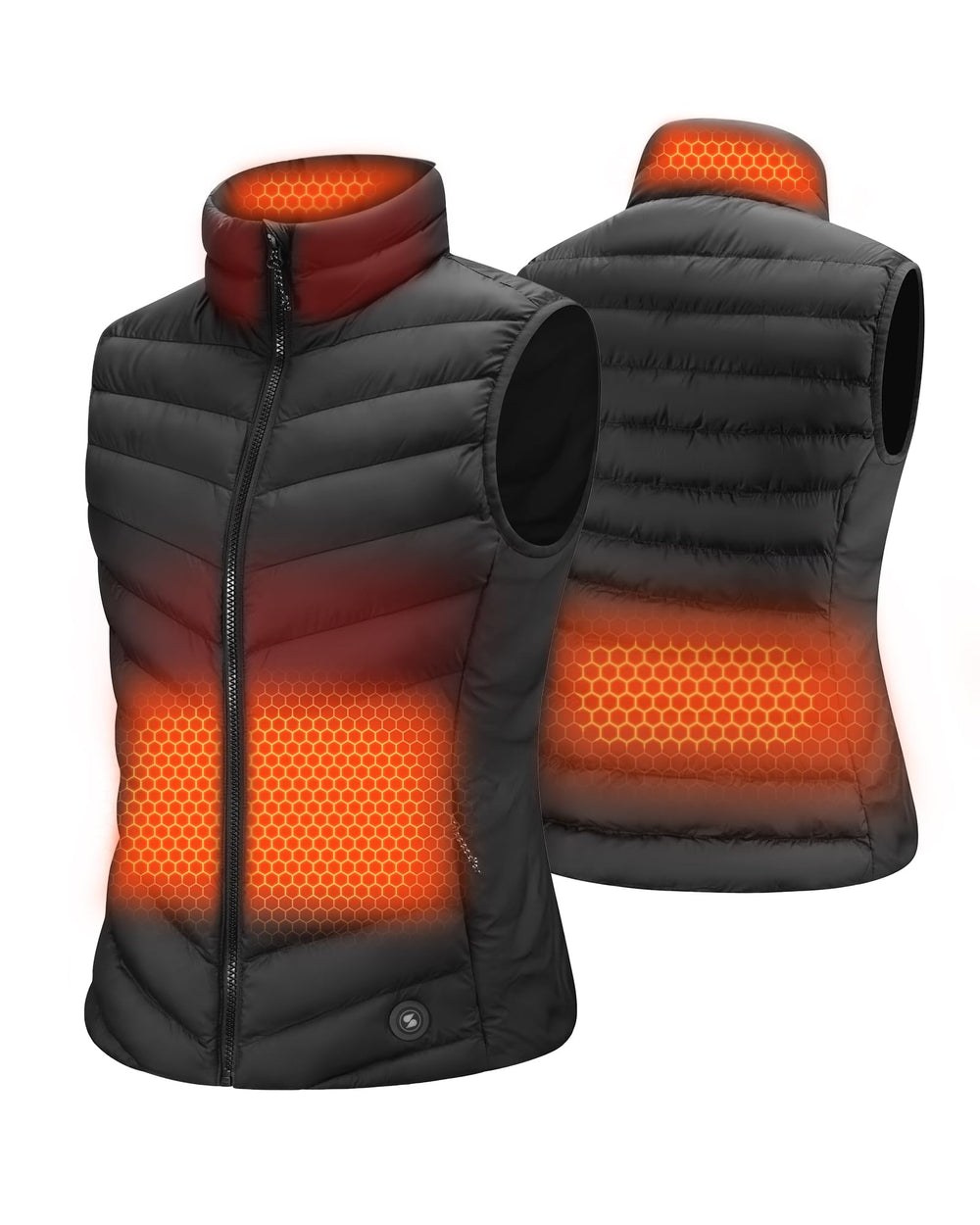 Stelle heated vest women front view with slim fit and outdoor warmth for chilly commutes.