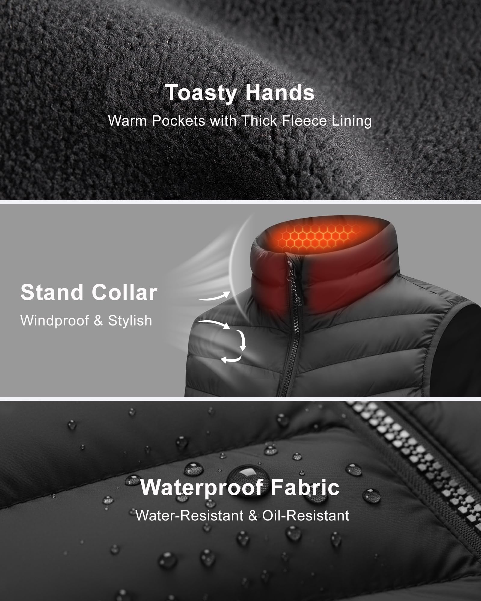 Stelle heated vest women lightweight shell resists light rain and snow.