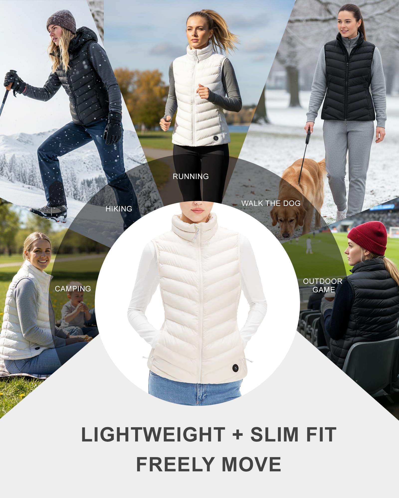Stelle heated vest women three heat levels enable customizable comfort.