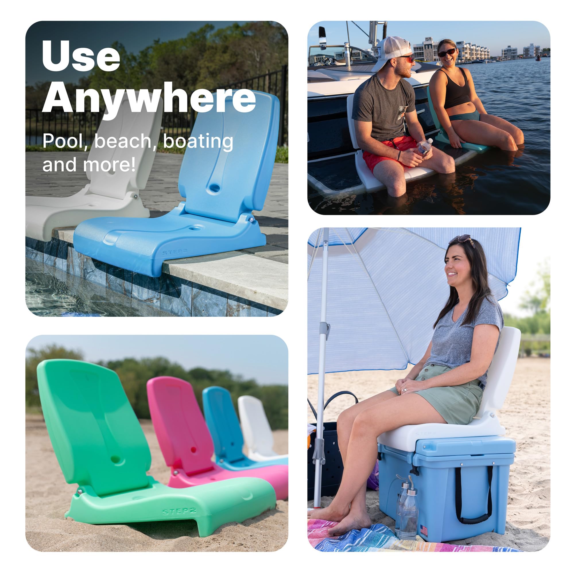 Step2 Flip Seat features durable rotational molded construction for lasting outdoor use