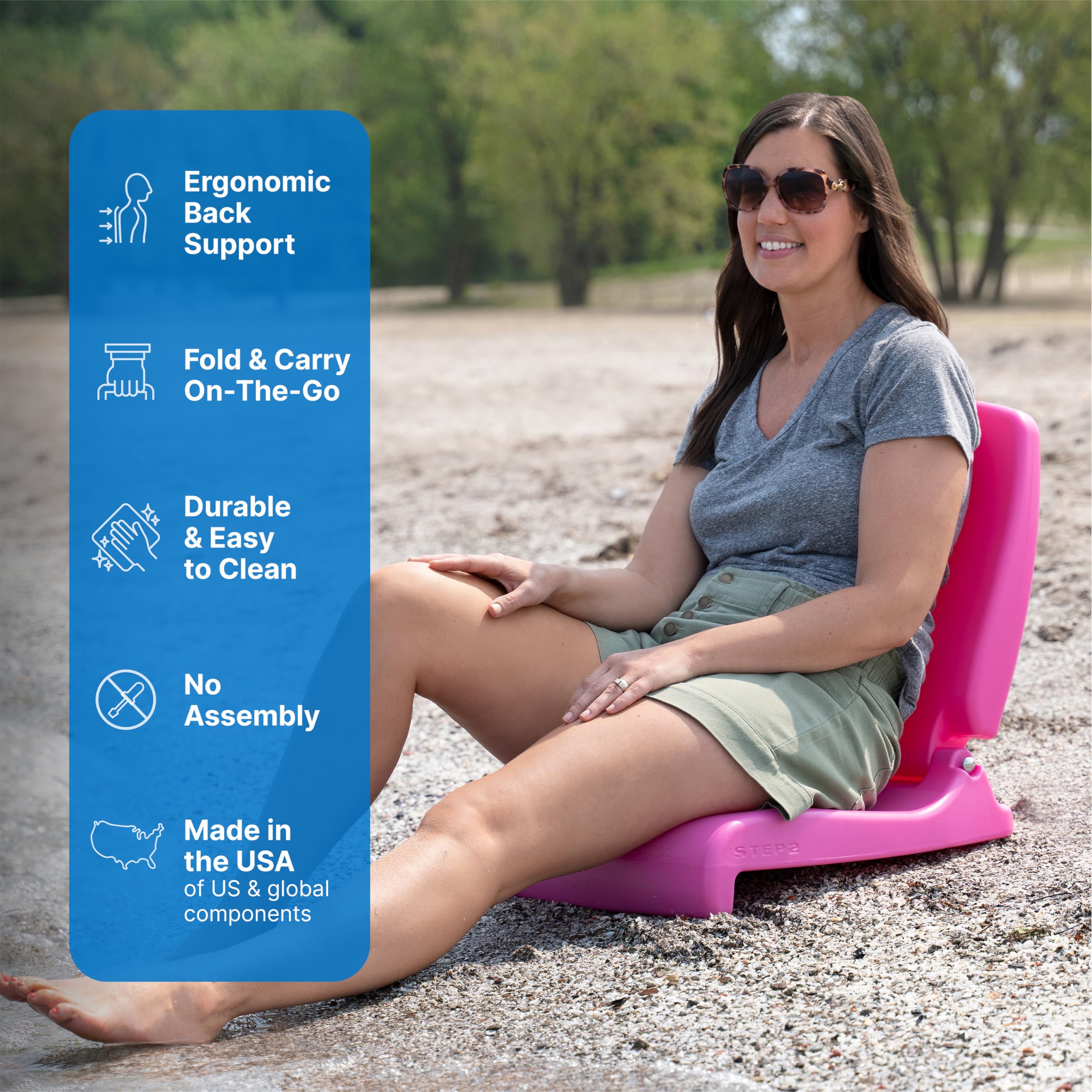 Step2 Flip Seat features a built in handle for quick carry.