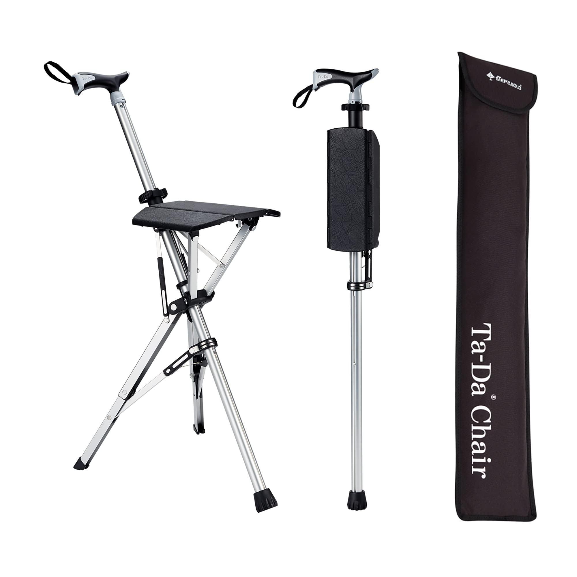 STEP2GOLD Ta-Da Chair ergonomic handle for a secure grip on trails.