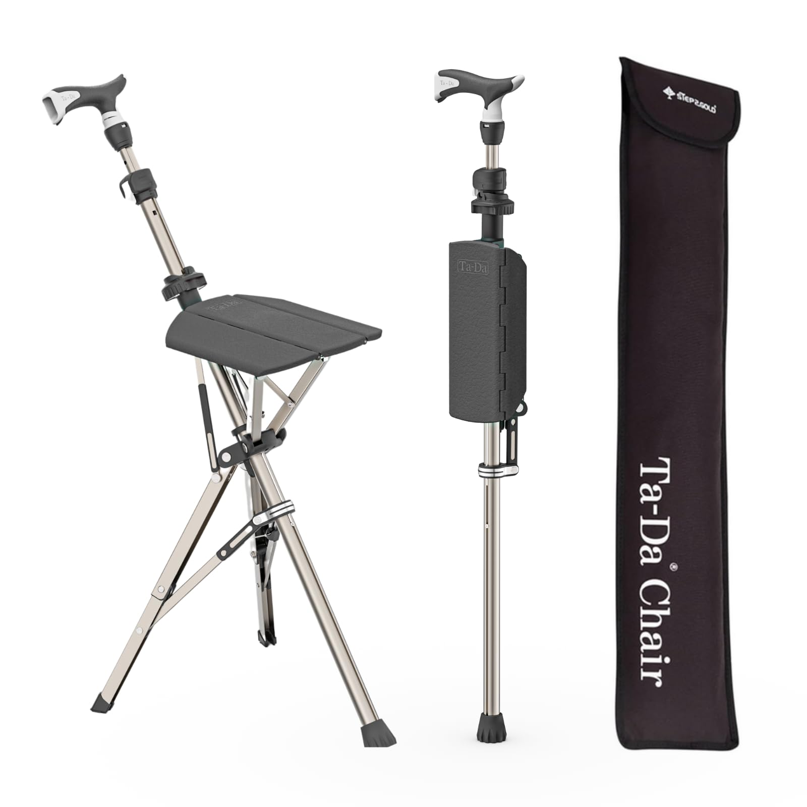 STEP2GOLD Ta-Da Chair Series 1 Pro unfolded seat for quick trail rest.