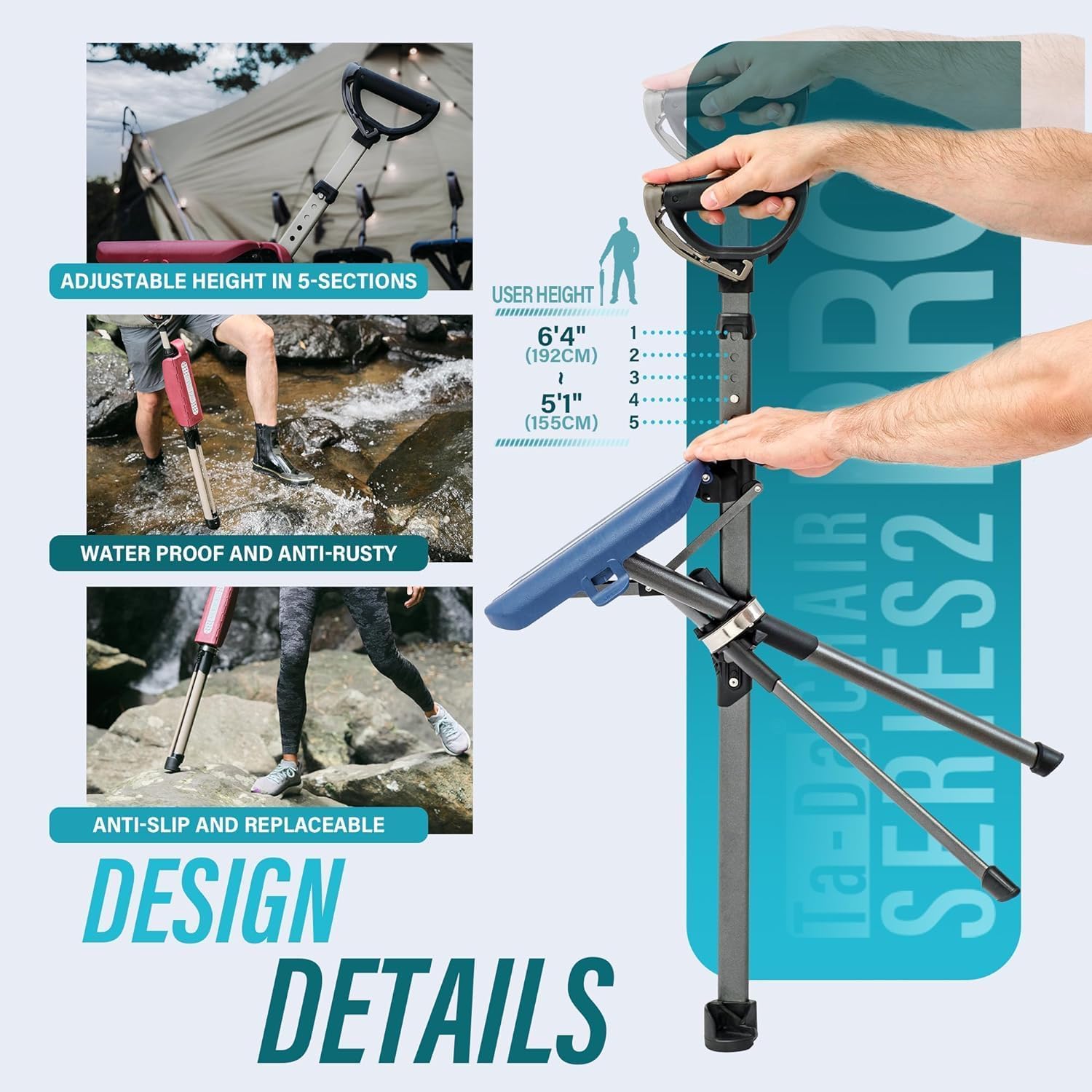 STEP2GOLD Ta-Da Chair Series 2 PRO aluminum body close-up showing lightweight durability.