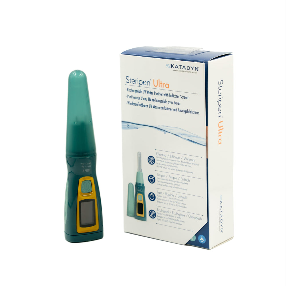 SteriPen Ultra UV purifier in action on the trail for quick hydration