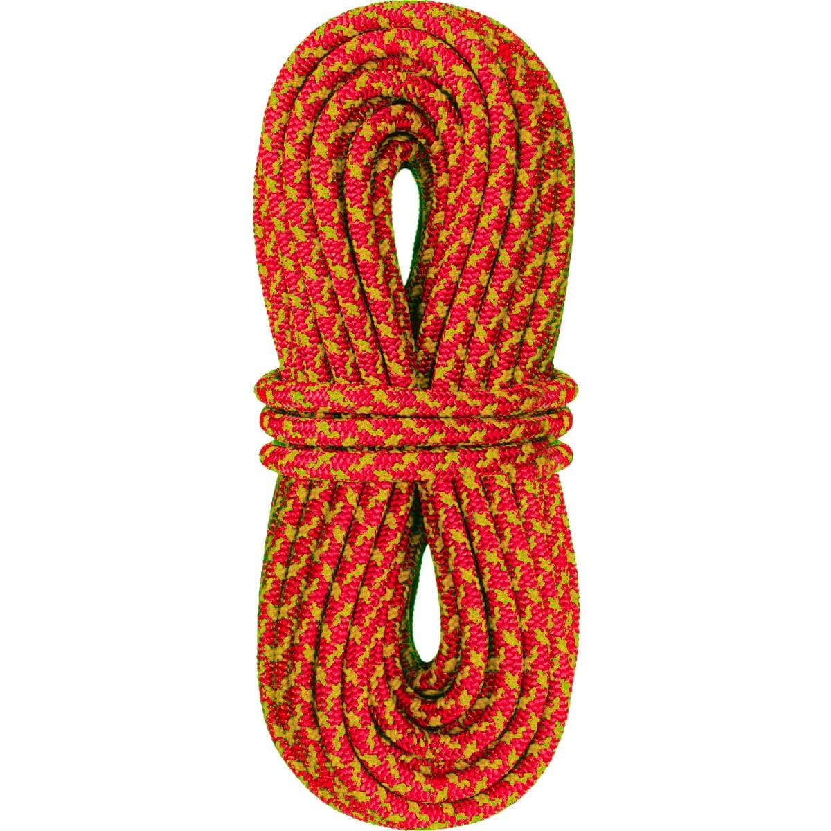 Sterling 5mm orange accessory cord coiled, ready for camping and climbing tasks.