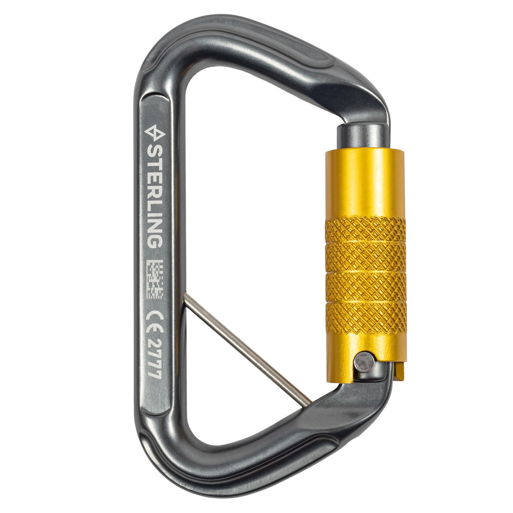 Sterling Safe D Autolock carabiner gate with 18 mm opening for secure rope access.