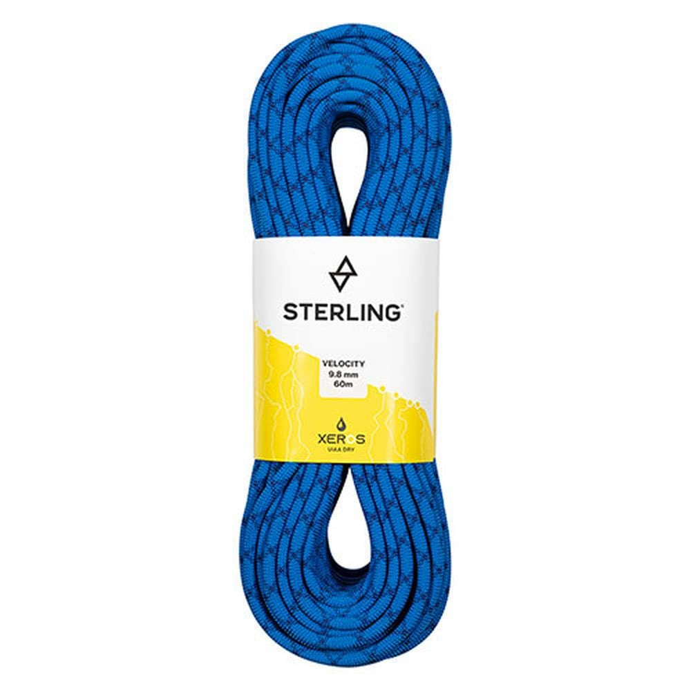 Sterling Velocity 9.8 XEROS rope in blue, versatile for varied climbing styles and training