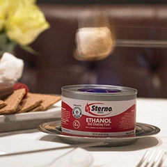Sterno Ethanol Gel Chafing Fuel Pack6 in buffet setup for portable catering