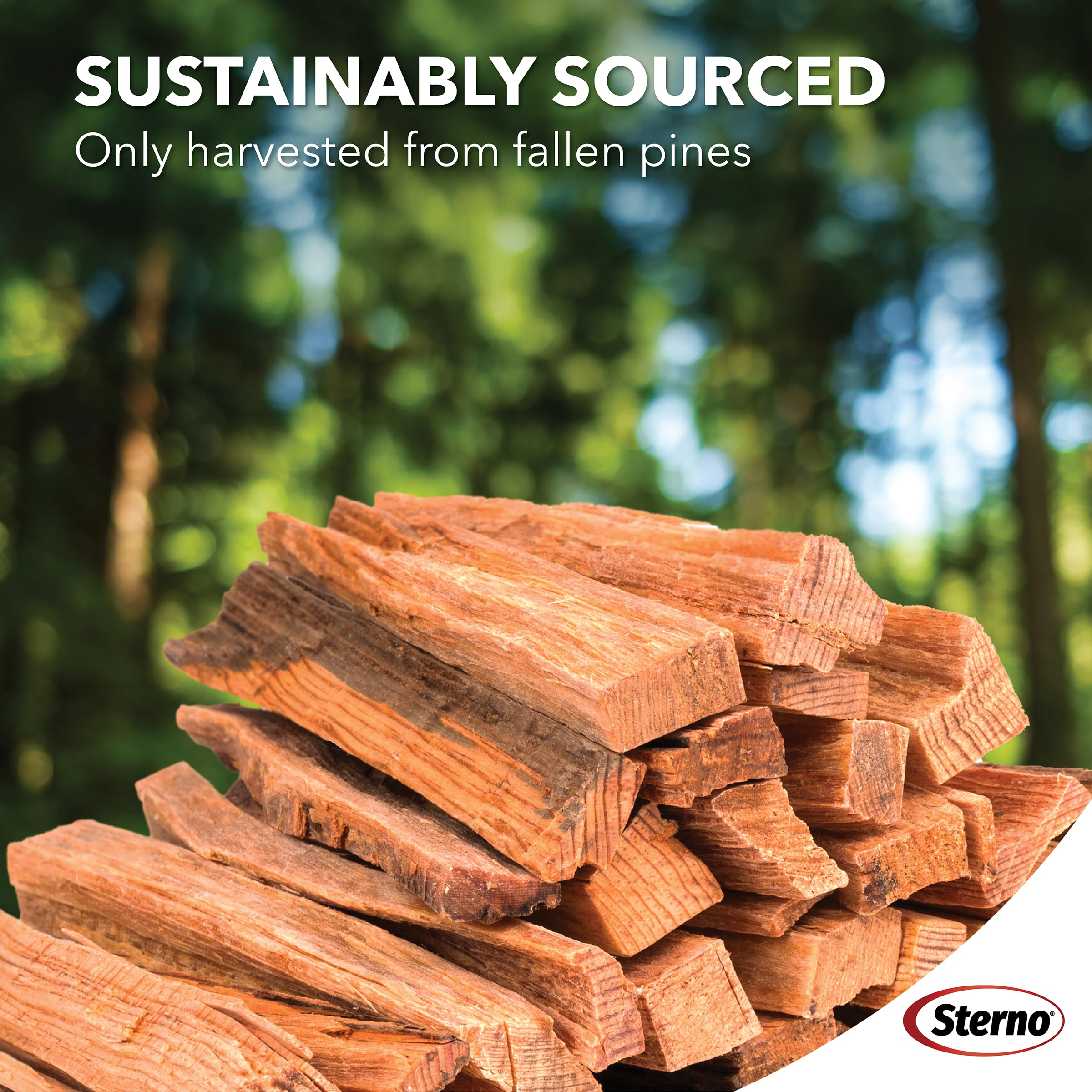 Sterno Fatwood package and box contents for reliable fire-starting