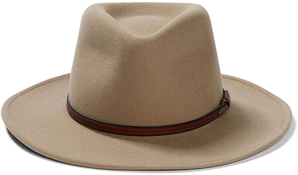Stetson Bozeman mushroom closeup texture reveals wool felt richness and leather detail