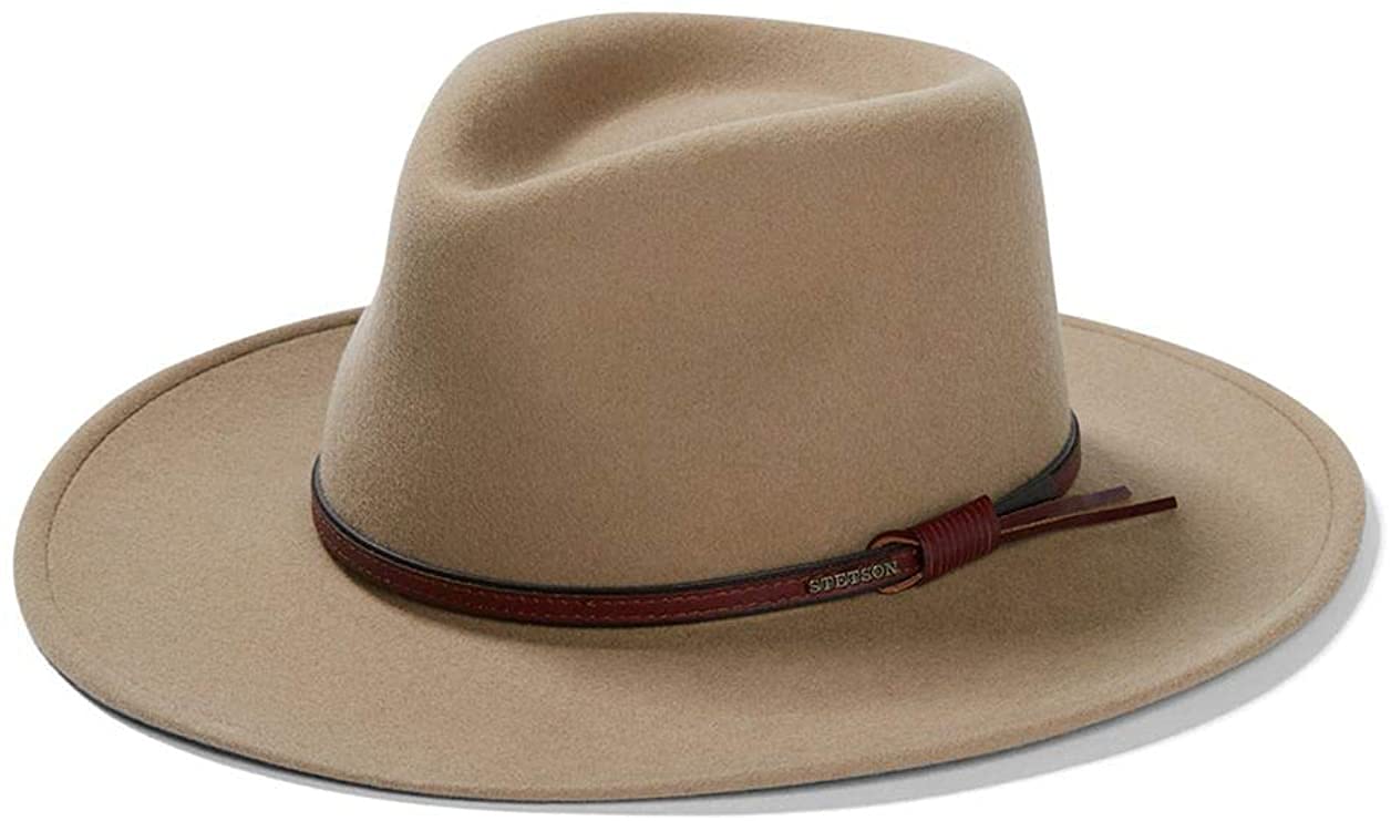 Stetson Bozeman mushroom front view highlights the classic fedora silhouette for versatile wear