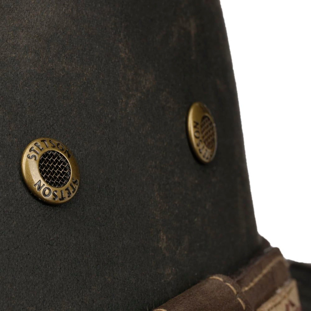Stetson Sri Lanka Traveller hat material close-up of cotton-poly blend.