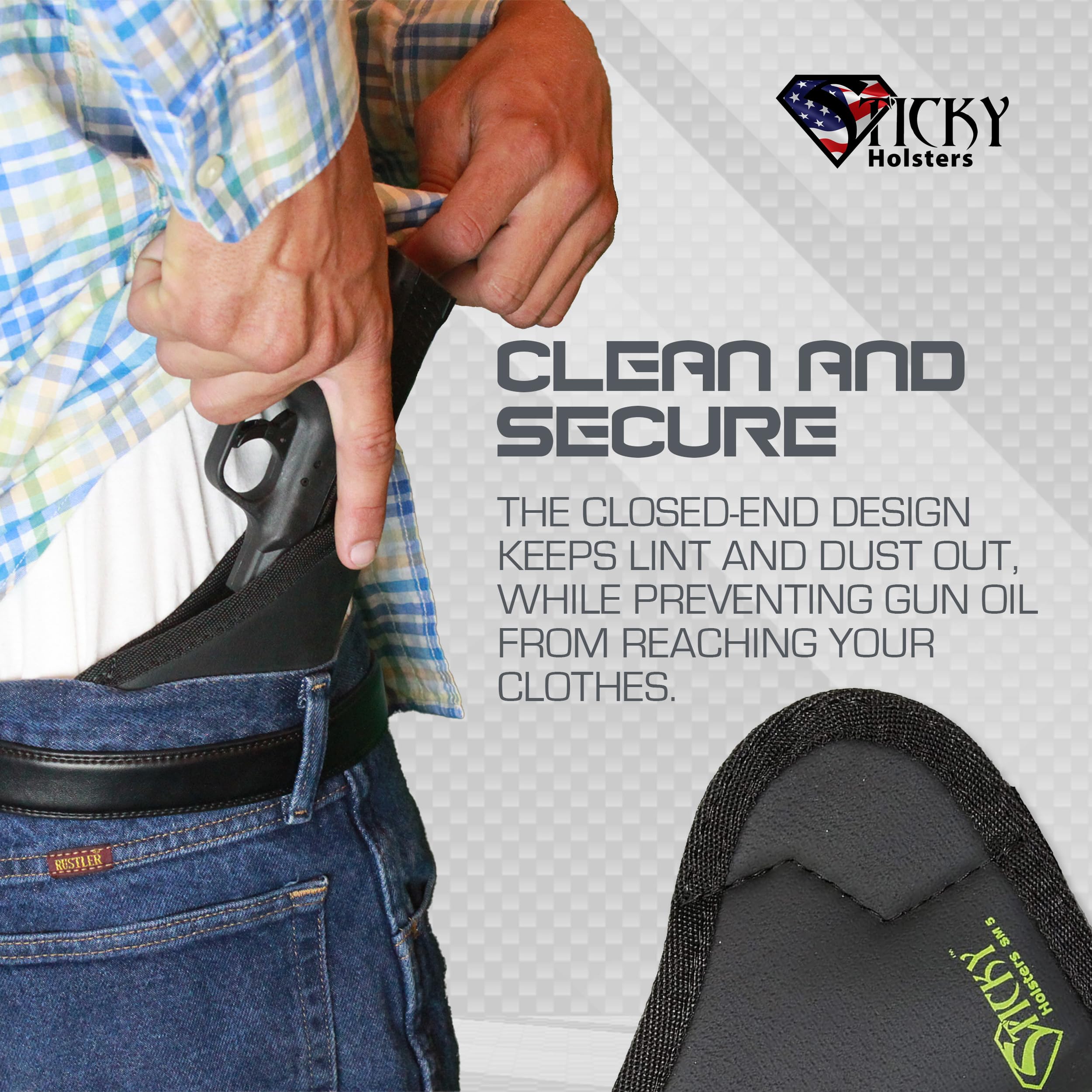 Non-slip material and foam inner layer provide secure comfort