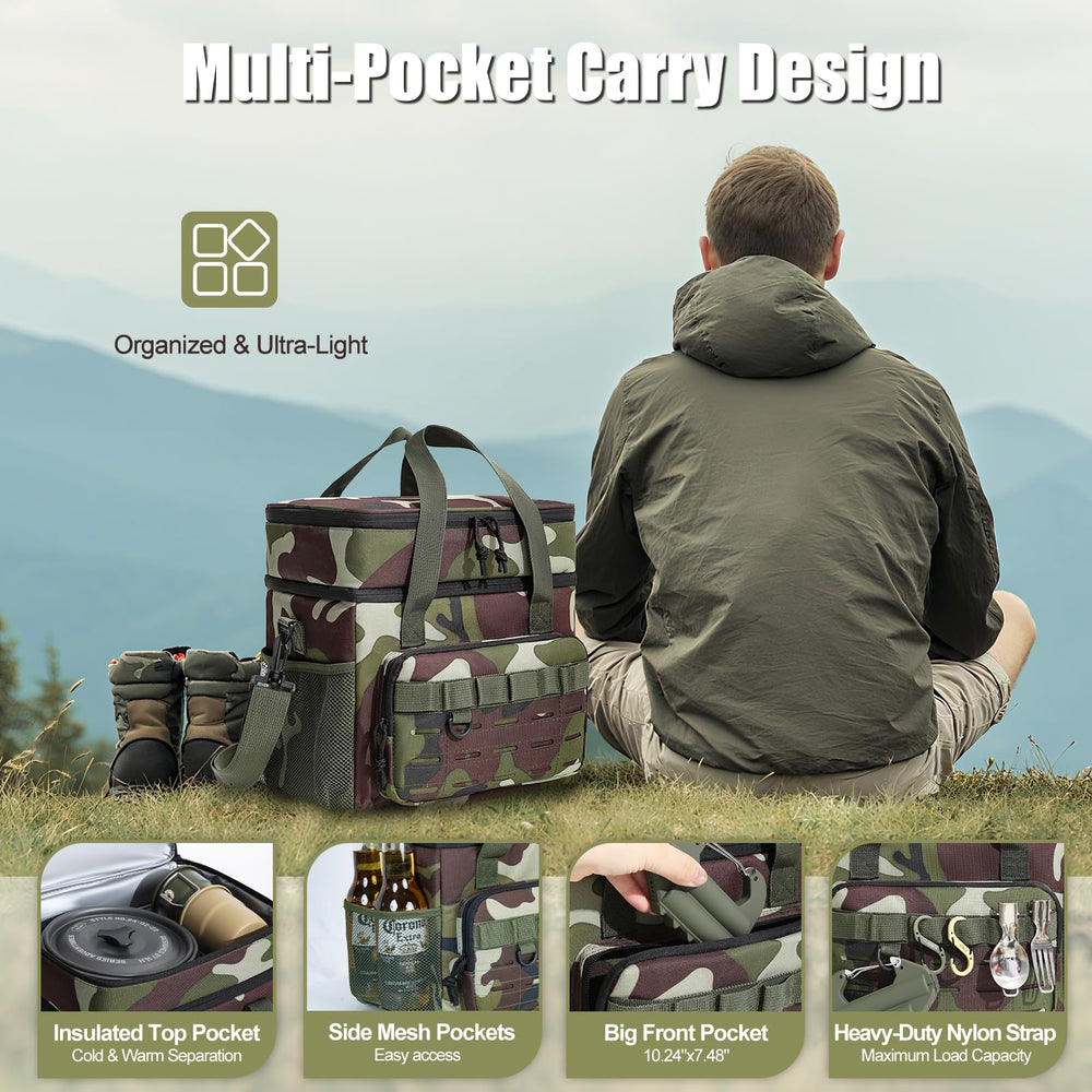 Stillithou backpack cooler front pockets for utensils and phones.