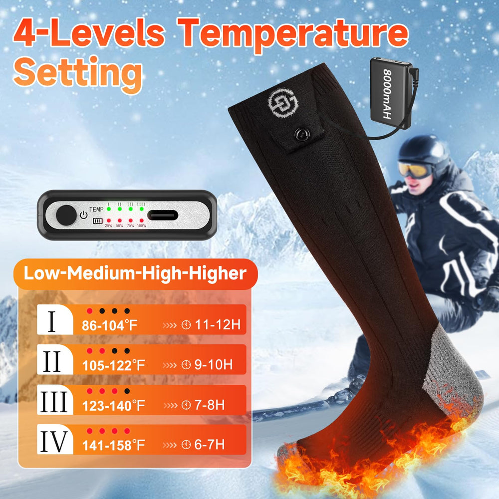 Stofiro heated socks 360-degree heating illustration for even warmth.
