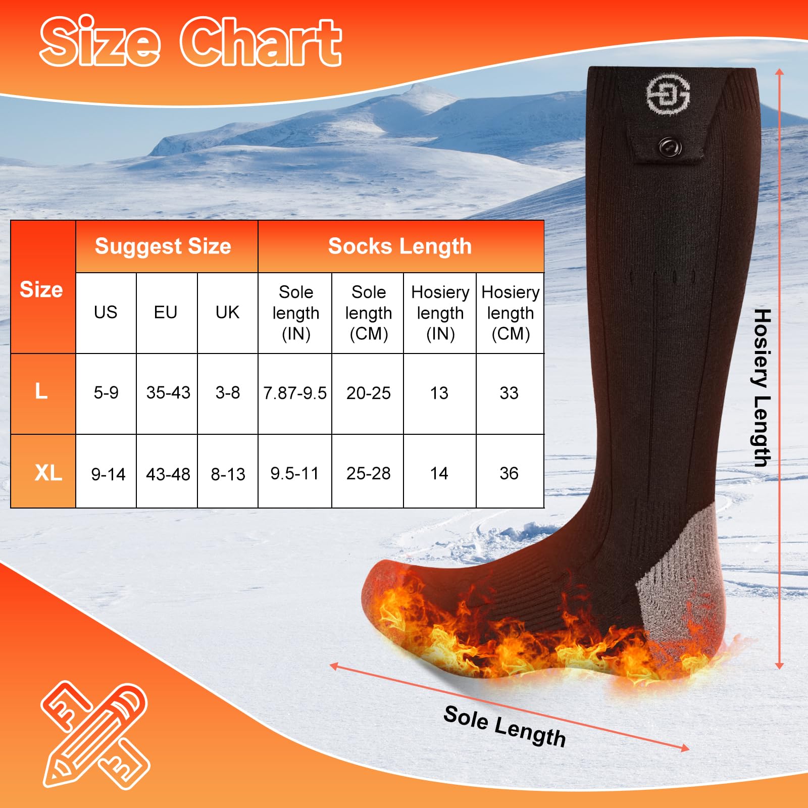 Stofiro heated socks washable material for easy care.