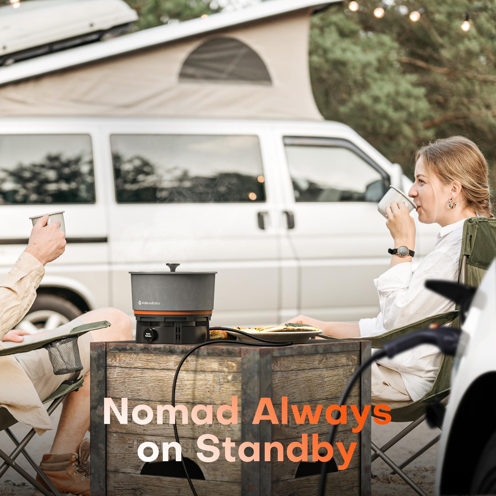 Stoke Voltaics Nomad compact design fits tight RV and car-camping storage.