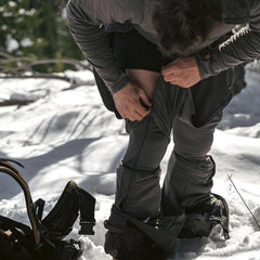 Stone Glacier Helio Zip-Off Bottoms Fern, in-use, lightweight warmth layered under pants during late-season hunts