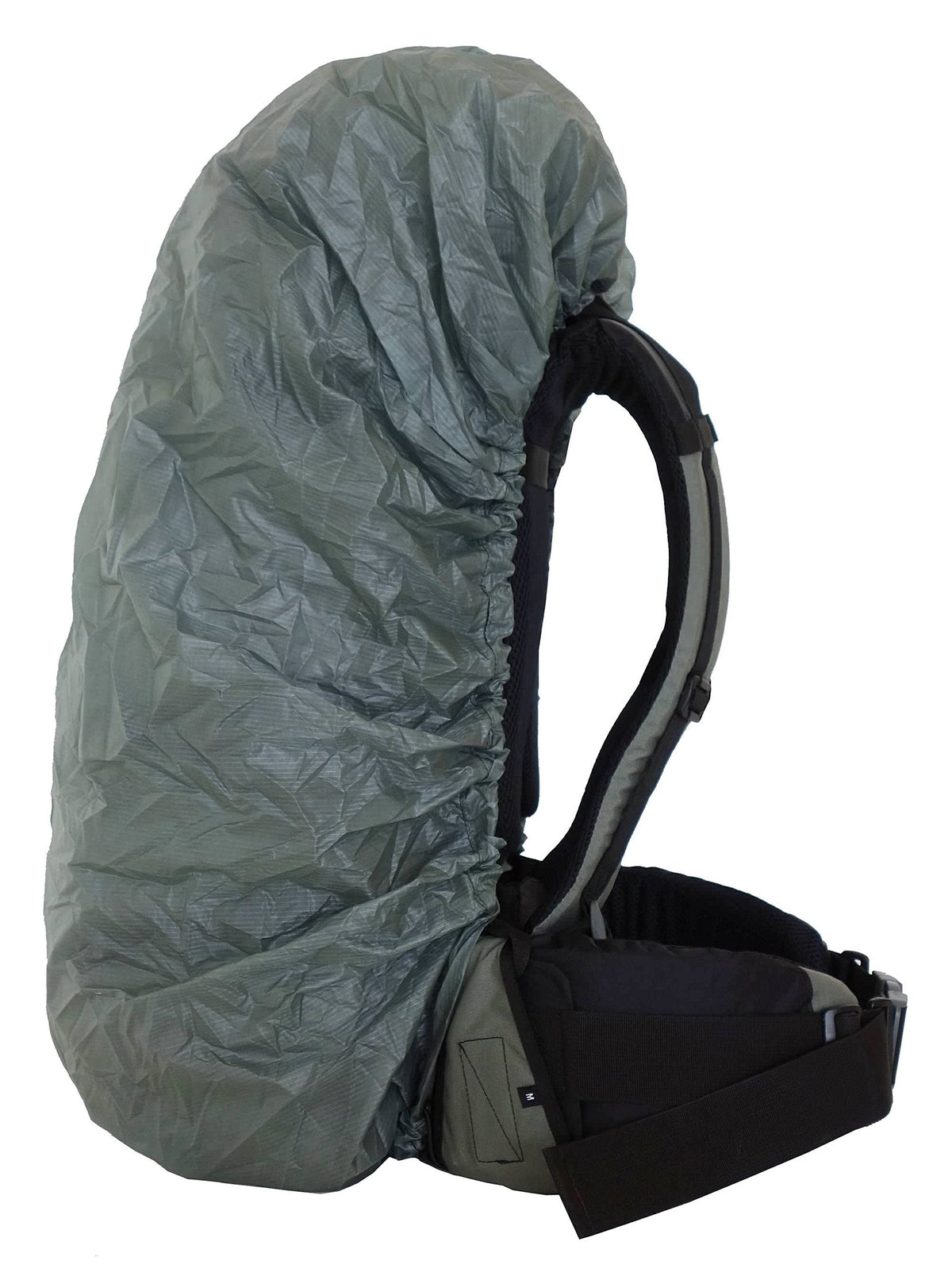 Stone Glacier Rain Cover Foliage Medium on a pack for forest hiking with rain protection.