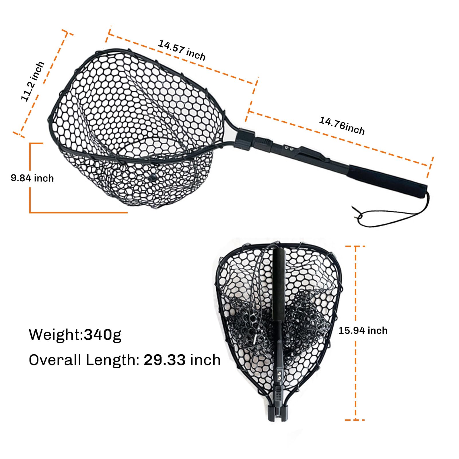 Anti-slip textured elastomer handle on STONESTAR net