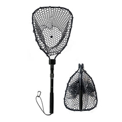 STONESTAR folding aluminum fishing net in use, extended handle