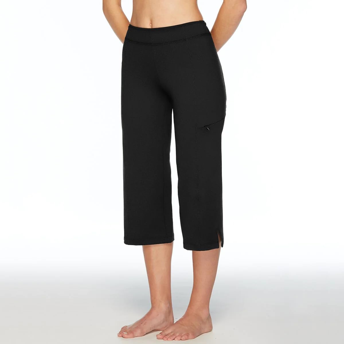 Stonewear Capris leg pocket zip securely holds essentials.