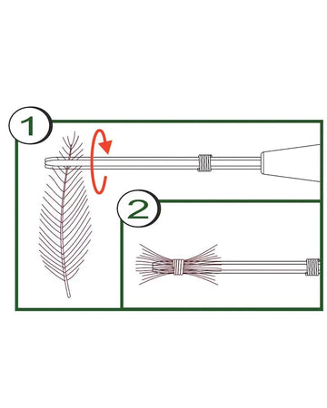 Stonfo CDC Winding Tool in use demonstrates three-pin tip guiding hackle and CDC.
