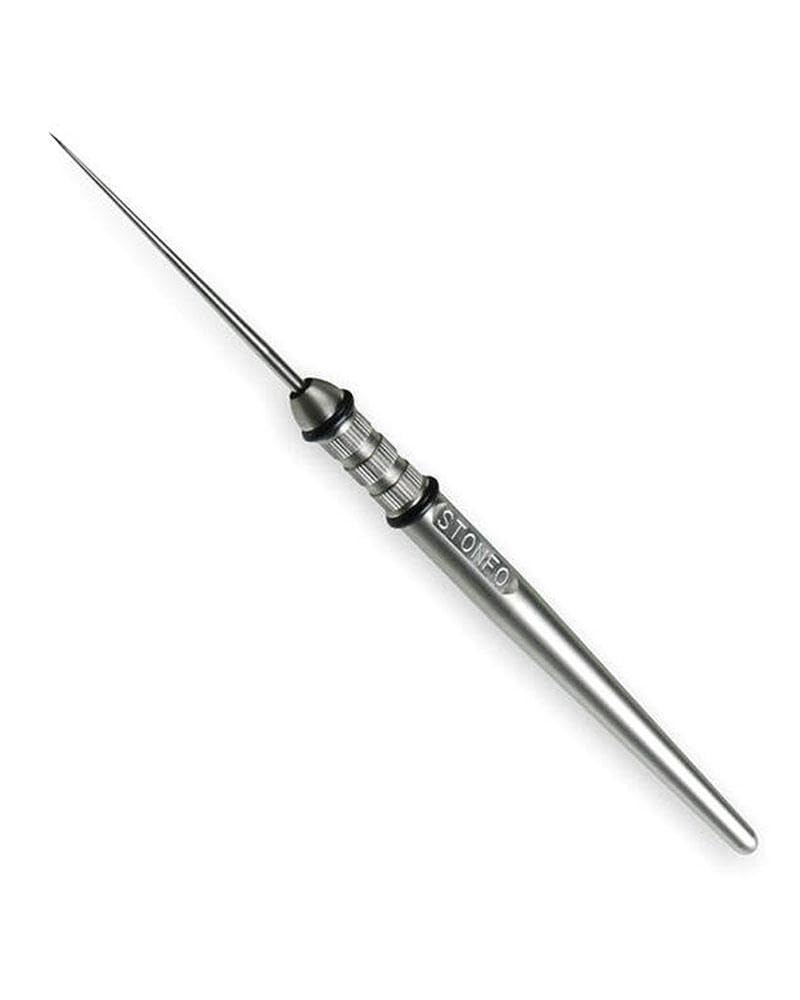 Stonfo Elite Bodkin with knurling grip on stainless steel body for precise, comfortable tying