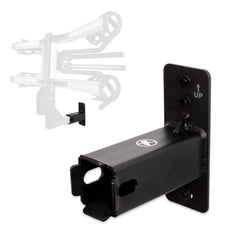 StoreYourBoard hitch wall mount on wall saves floor space for bikes.