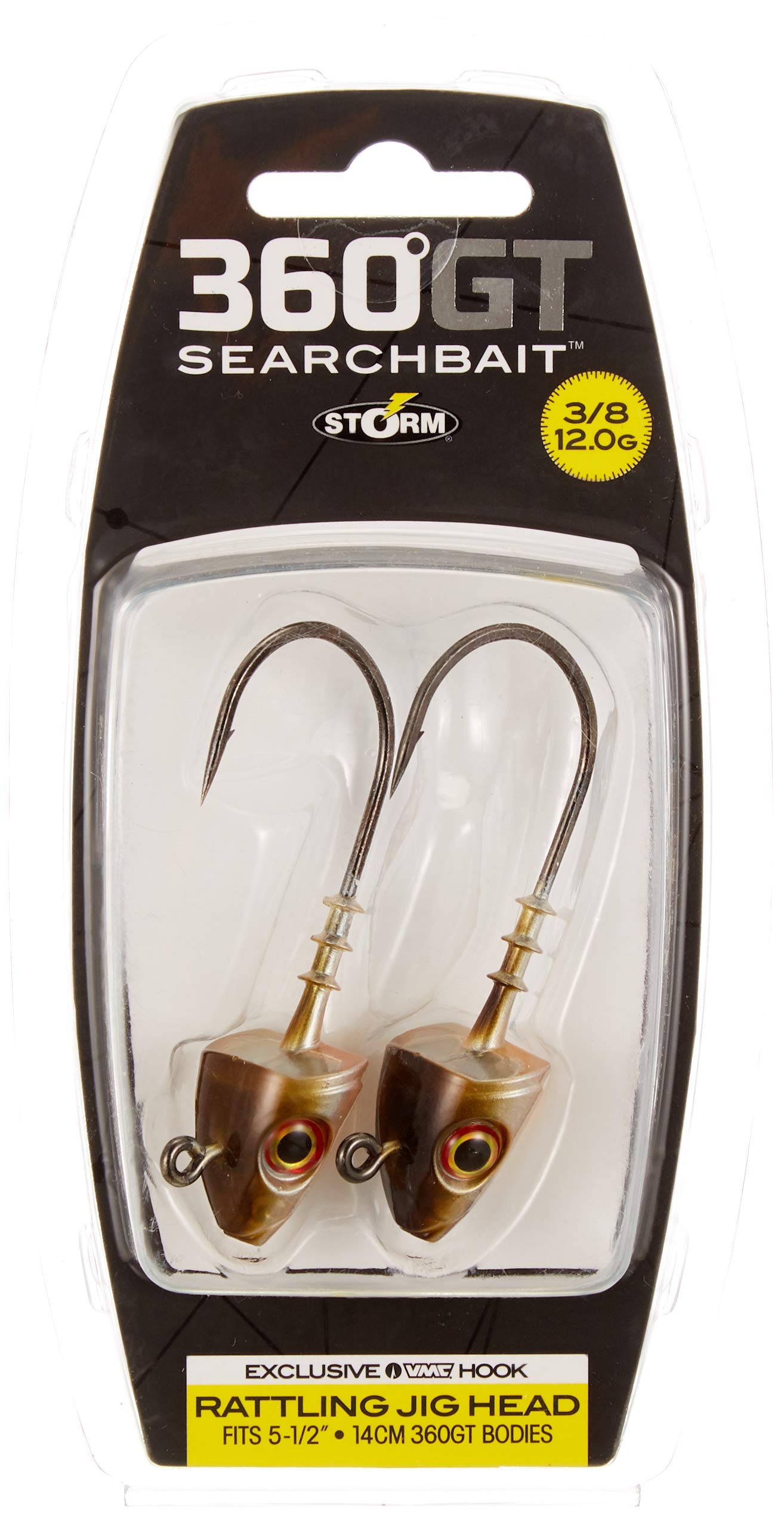 Storm 360GT Searchbait Jig head highlighting rattling action for lifelike presentation.