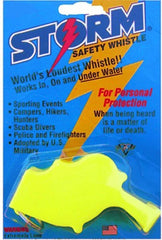 Storm Whistle Yellow: clear underwater signaling for divers and safety awareness.