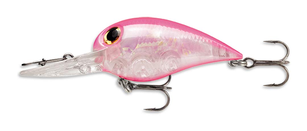 Storm Wiggle Wart MadFlash 05 fluorescent pink lure, front view, high visibility for night fishing.