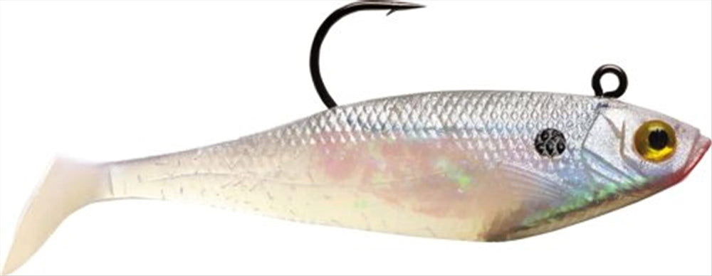 Storm WildEye Swim Shad 03 Pearl body showcases lifelike action for casting and trolling