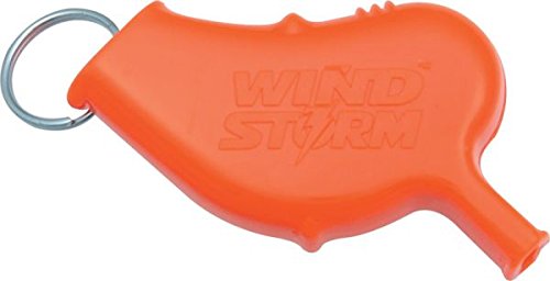 Storm WindStorm all-weather safety whistle orange front view, ideal for signaling in windy conditions
