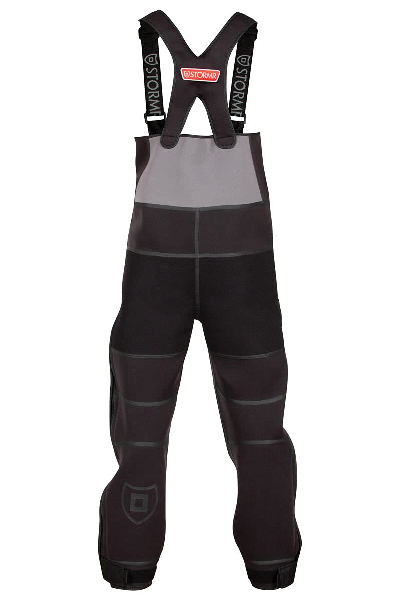 STORMR Strykr bib back view reveals insulated windproof panel for warmth.