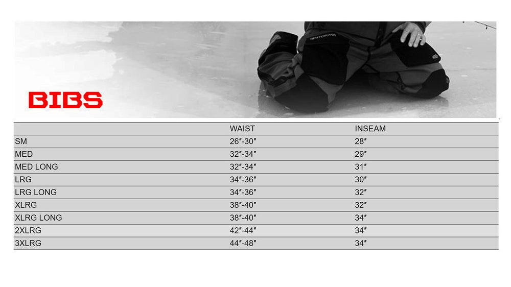 STORMR Strykr bib size tag XLL for tailored fit option.