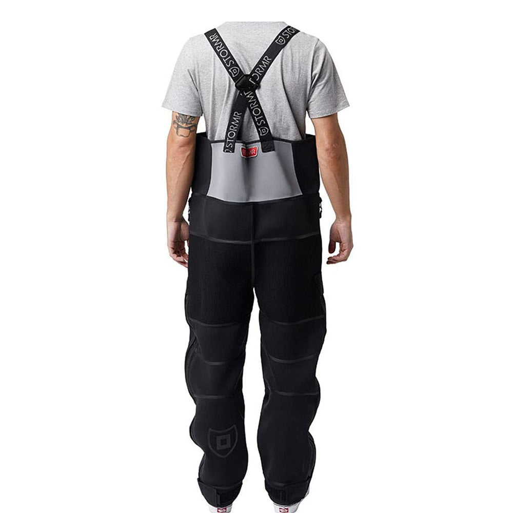 STORMR Strykr bib strap closure for secure, flexible fit.