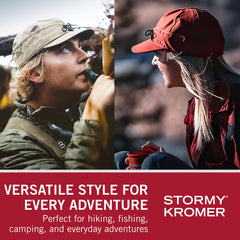 Stormy Kromer field cap cotton-canvas texture, emphasizing durable, breathable fabric for outdoor comfort.