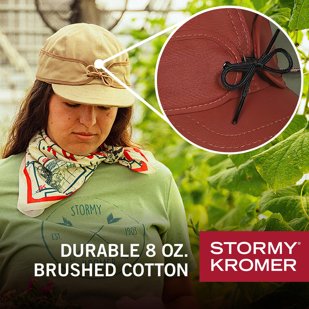 Stormy Kromer field cap taped-seams image, focusing on enhanced comfort in warm weather.