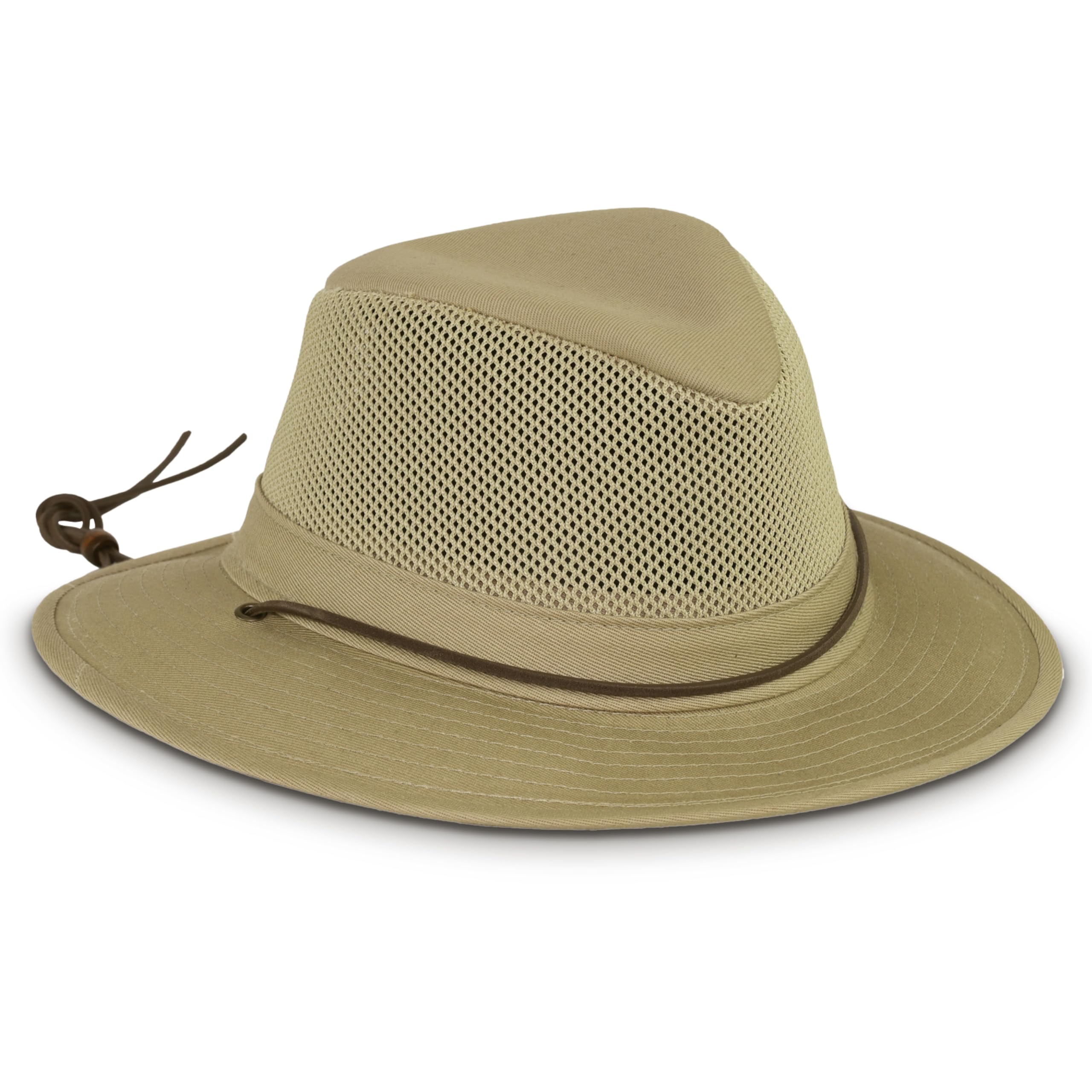 Stormy Kromer Mesh Hiker Hat in khaki with mesh crown and 2.5 inch brim
