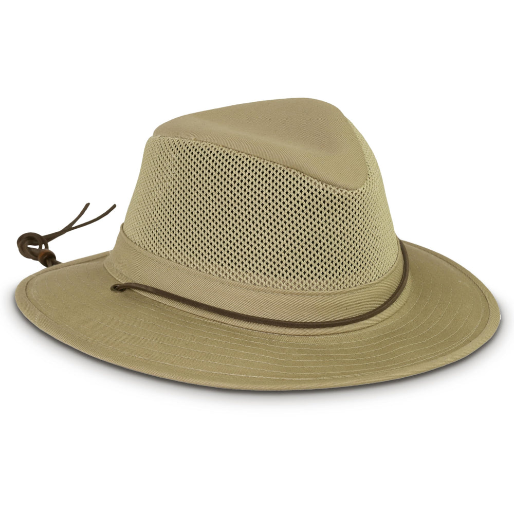 Stormy Kromer Mesh Hiker Hat in khaki with mesh crown and 2.5 inch brim