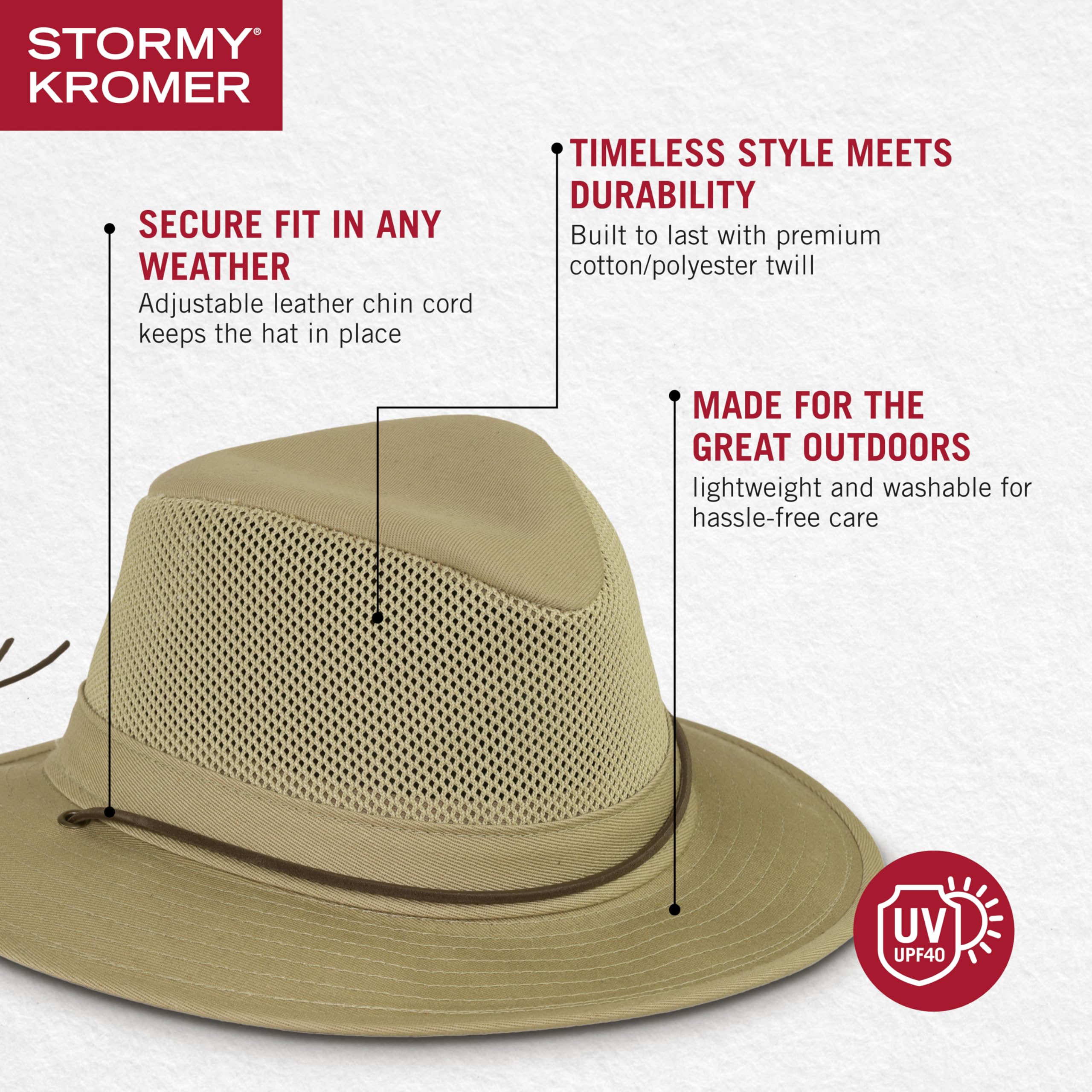Stormy Kromer Mesh Hiker Hat worn outdoors in a scenic setting