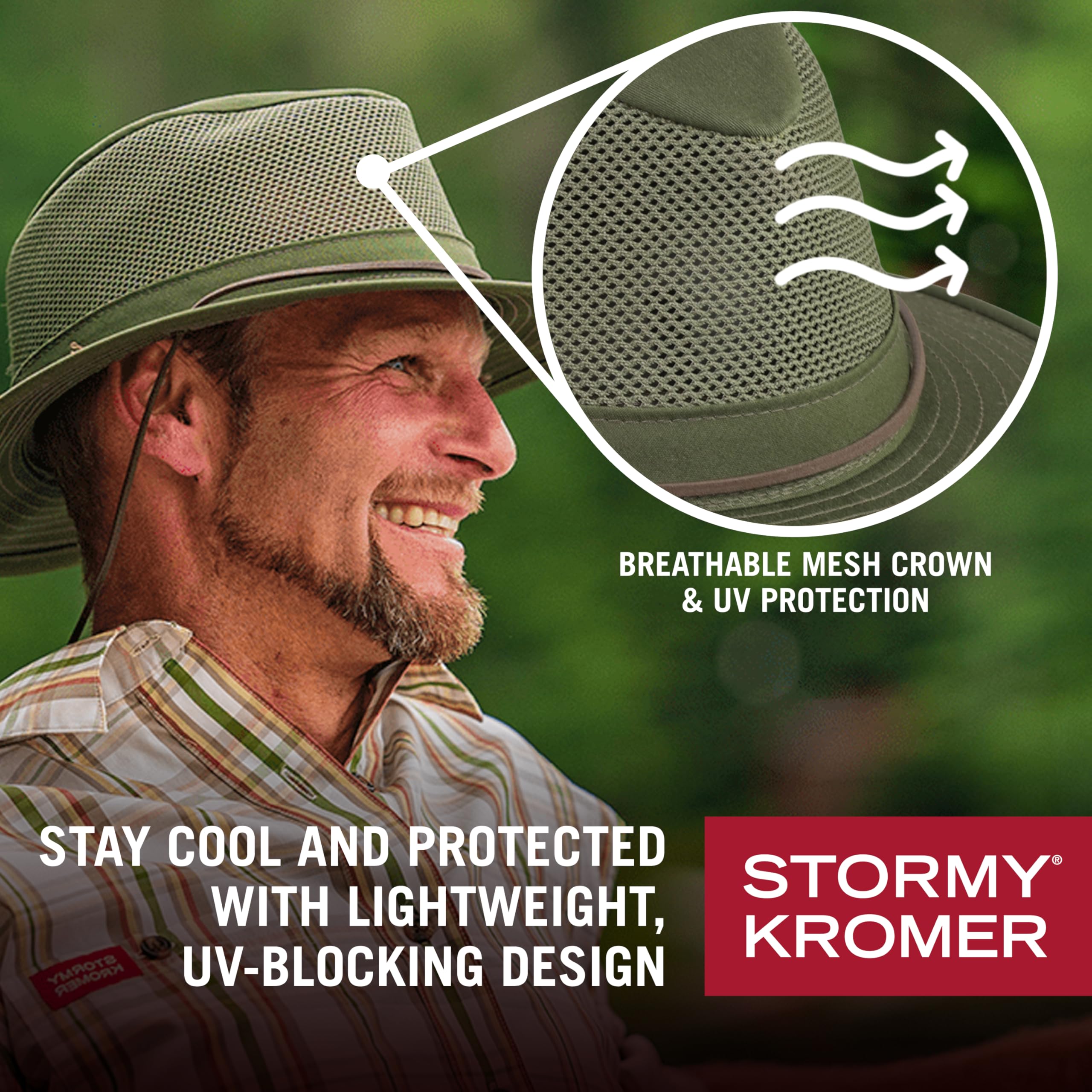 Close-up of 2.5-inch brim on Fern Mesh Hiker Hat