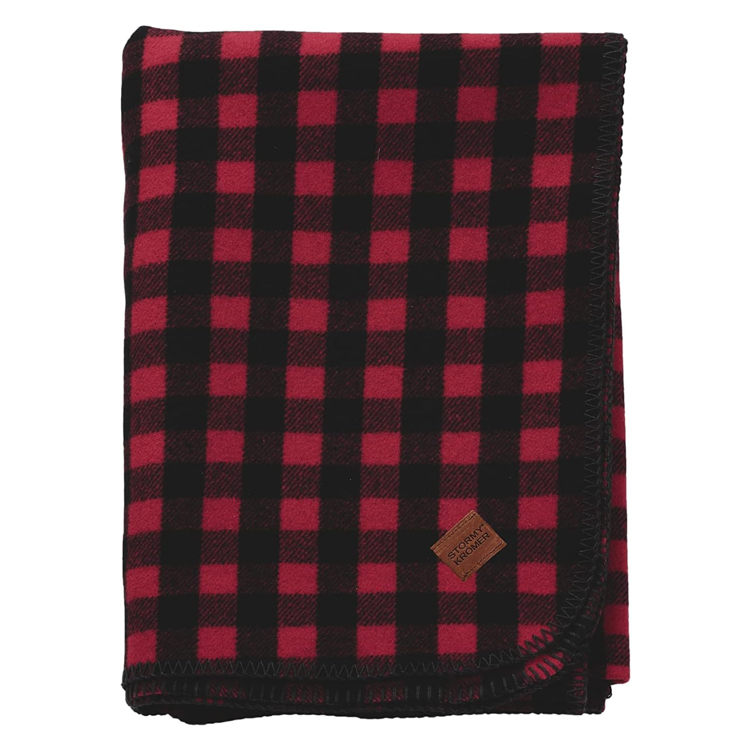 Stormy Kromer plaid wool blanket red and black, cozy warmth for chilly evenings.