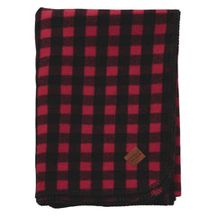 Stormy Kromer plaid wool blanket red and black, cozy warmth for chilly evenings.
