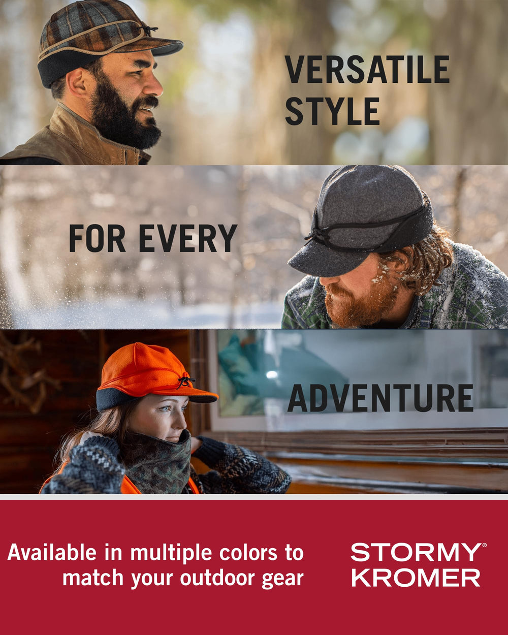 Stormy Kromer Rancher Cap six-panel design delivers a secure fit for active days