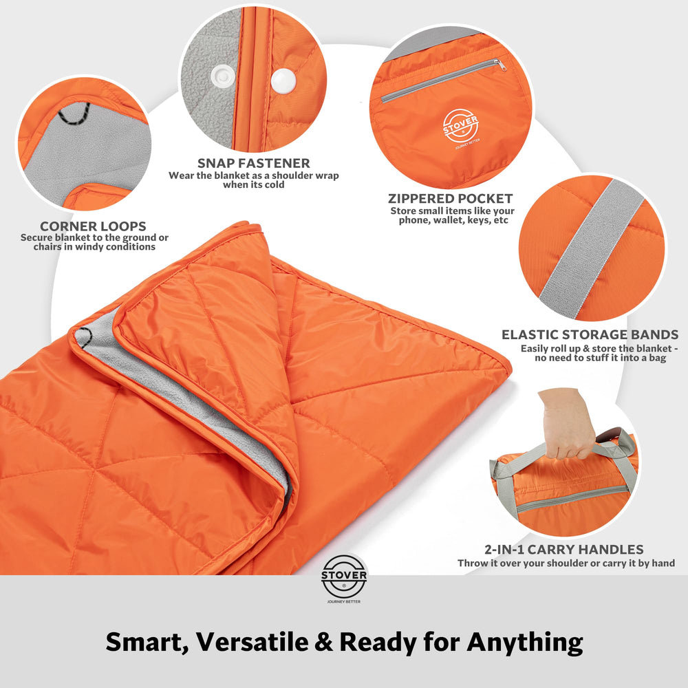 STOVER blanket zip pocket keeps phone and keys secure
