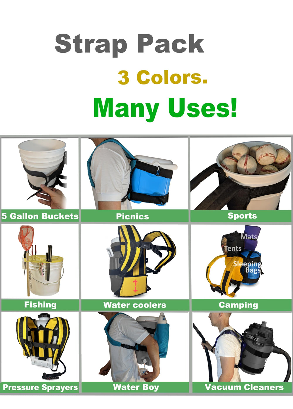 Strap Pack adjustable-backpad supports hauling variable loads with stable balance.